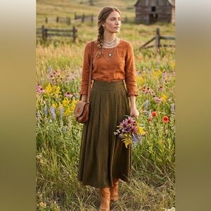 Vintage Cotton Pickers Rayon Maxi Skirt high rise micro flower print